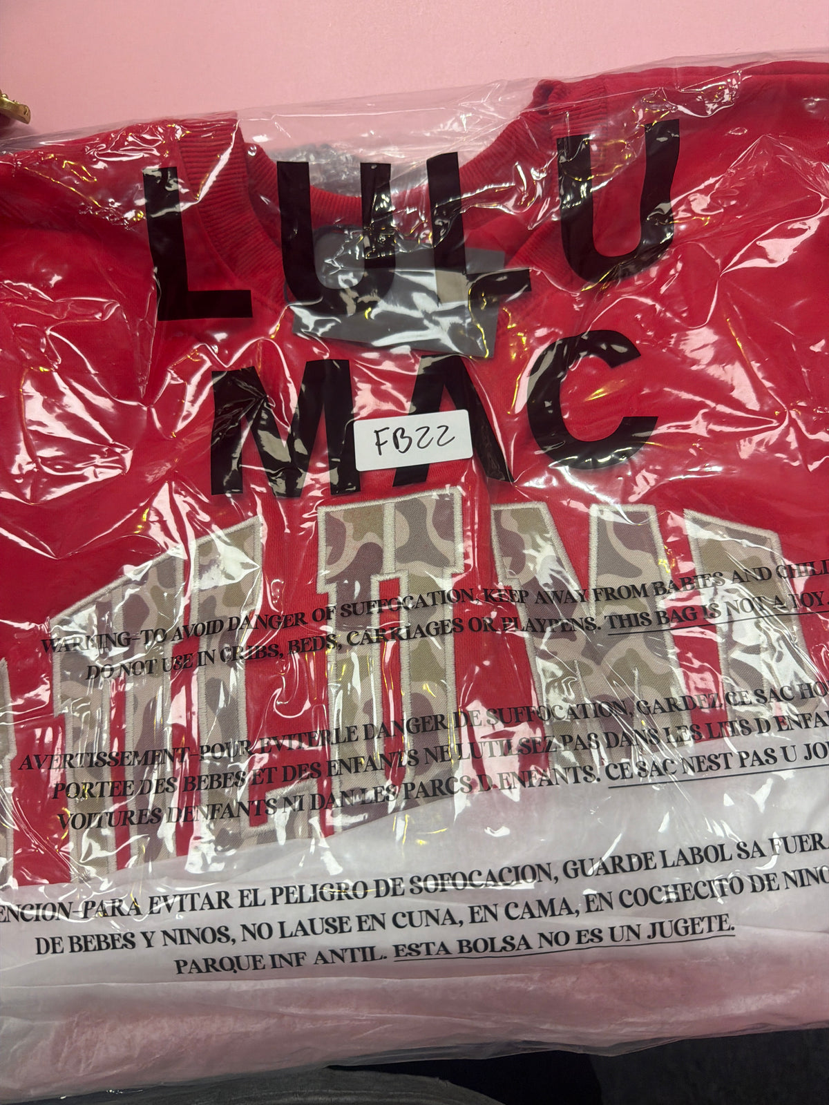 FB22 LULUMAC SWEATSHIRT Red / Woodland Camo Embroidered