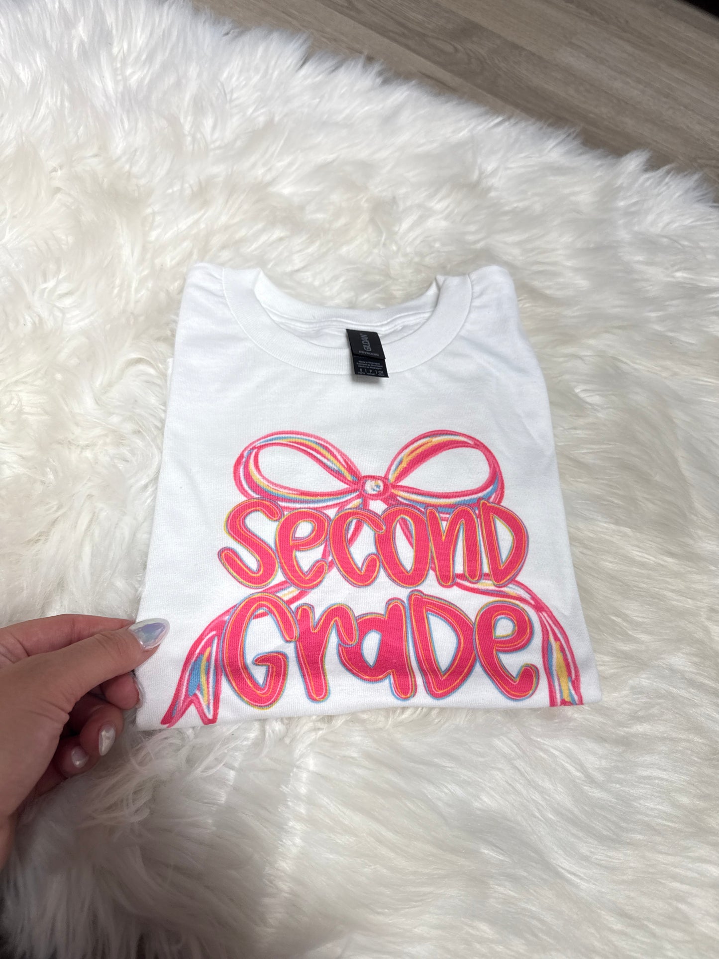 Bow 2nd grade white YS