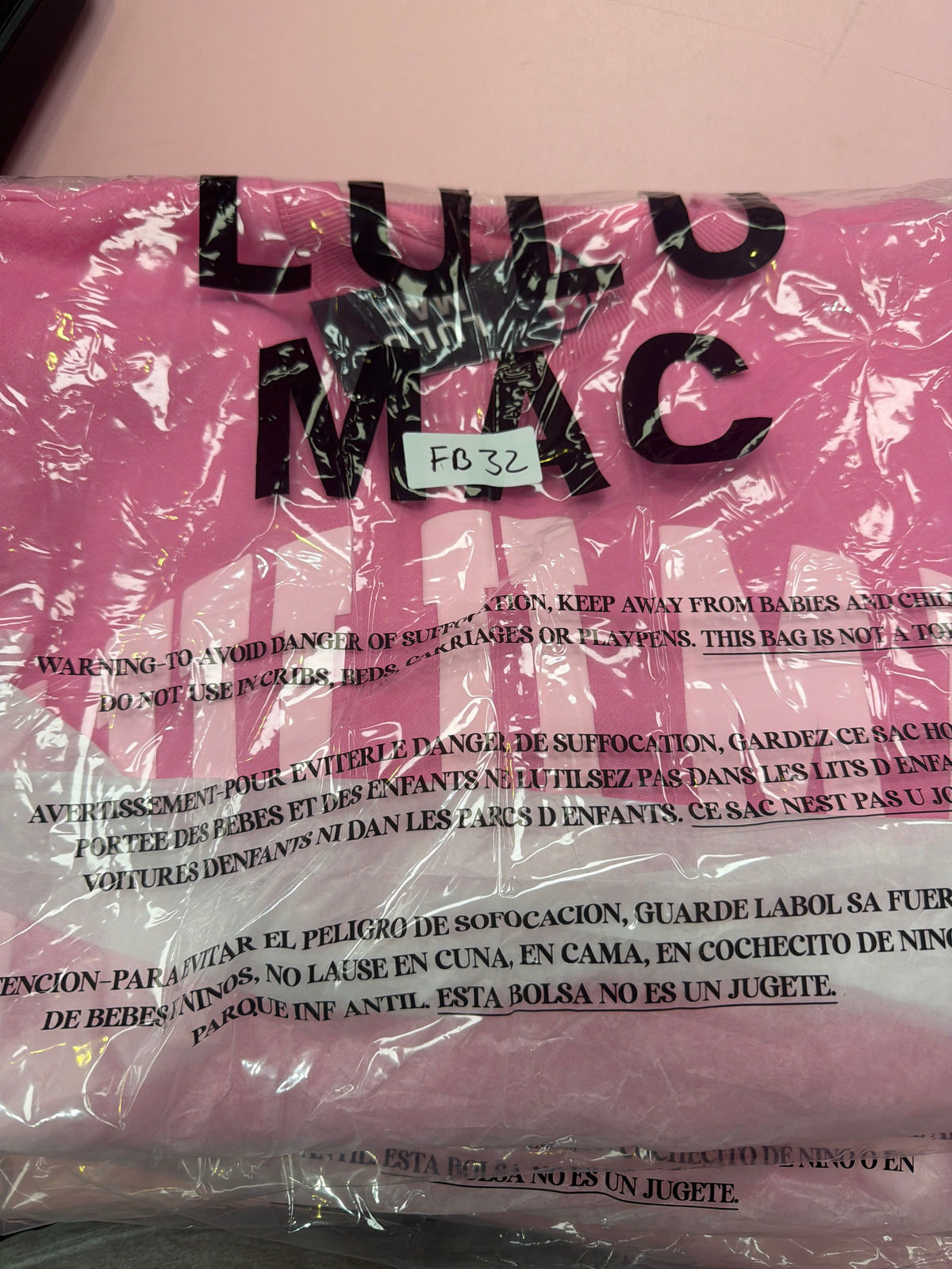 FB32 LULUMAC SWEATSHIRT Hot Pink / Light Pink Puff Print