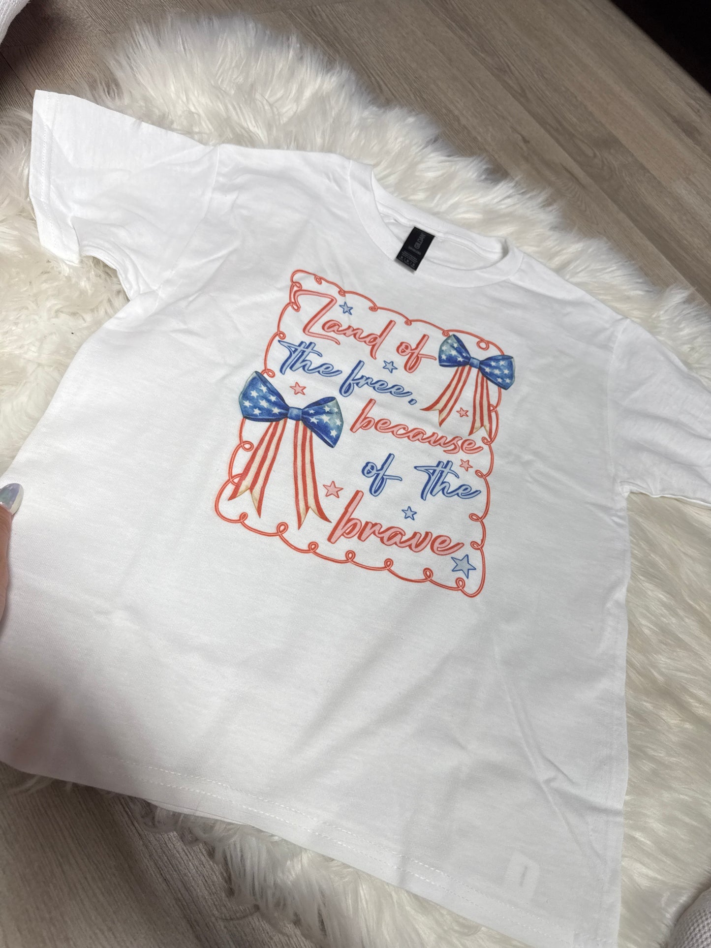 Land of the free because of the brave- white YM