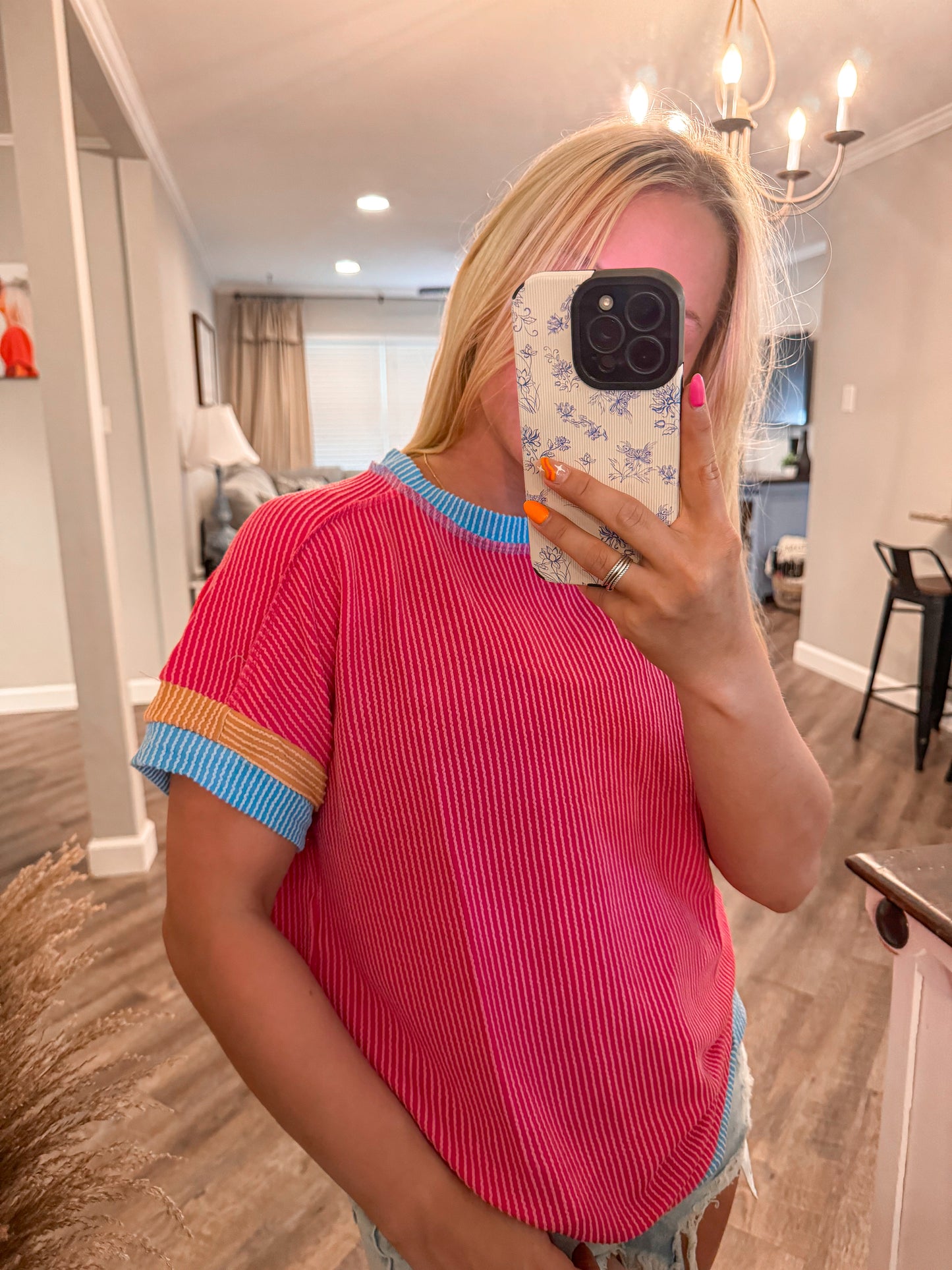 Bright pink with contrast sleeves