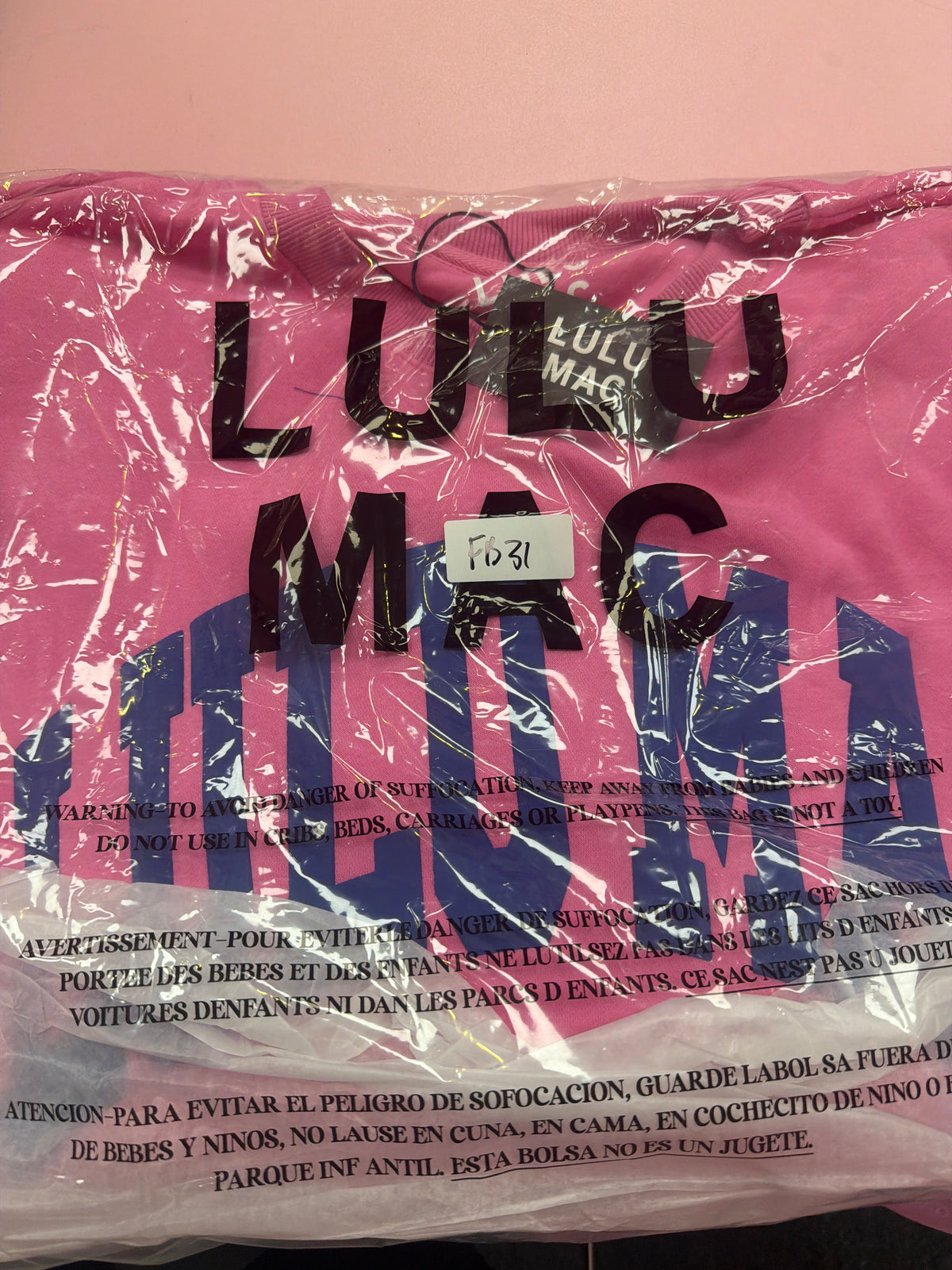 FB31 LULUMAC SWEATSHIRT Hot Pink / Purple Puff Print