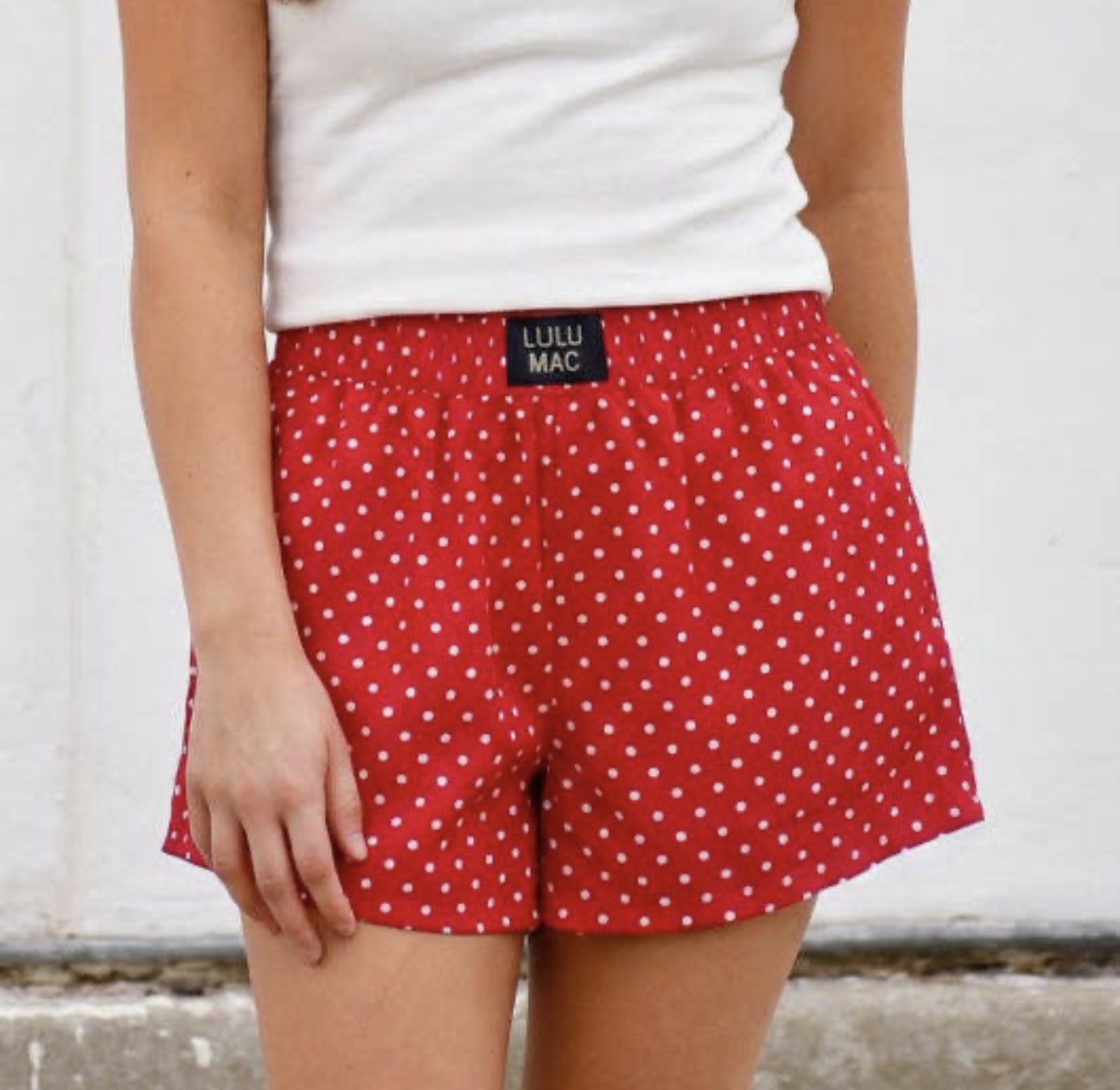 Red polka dot short boxers