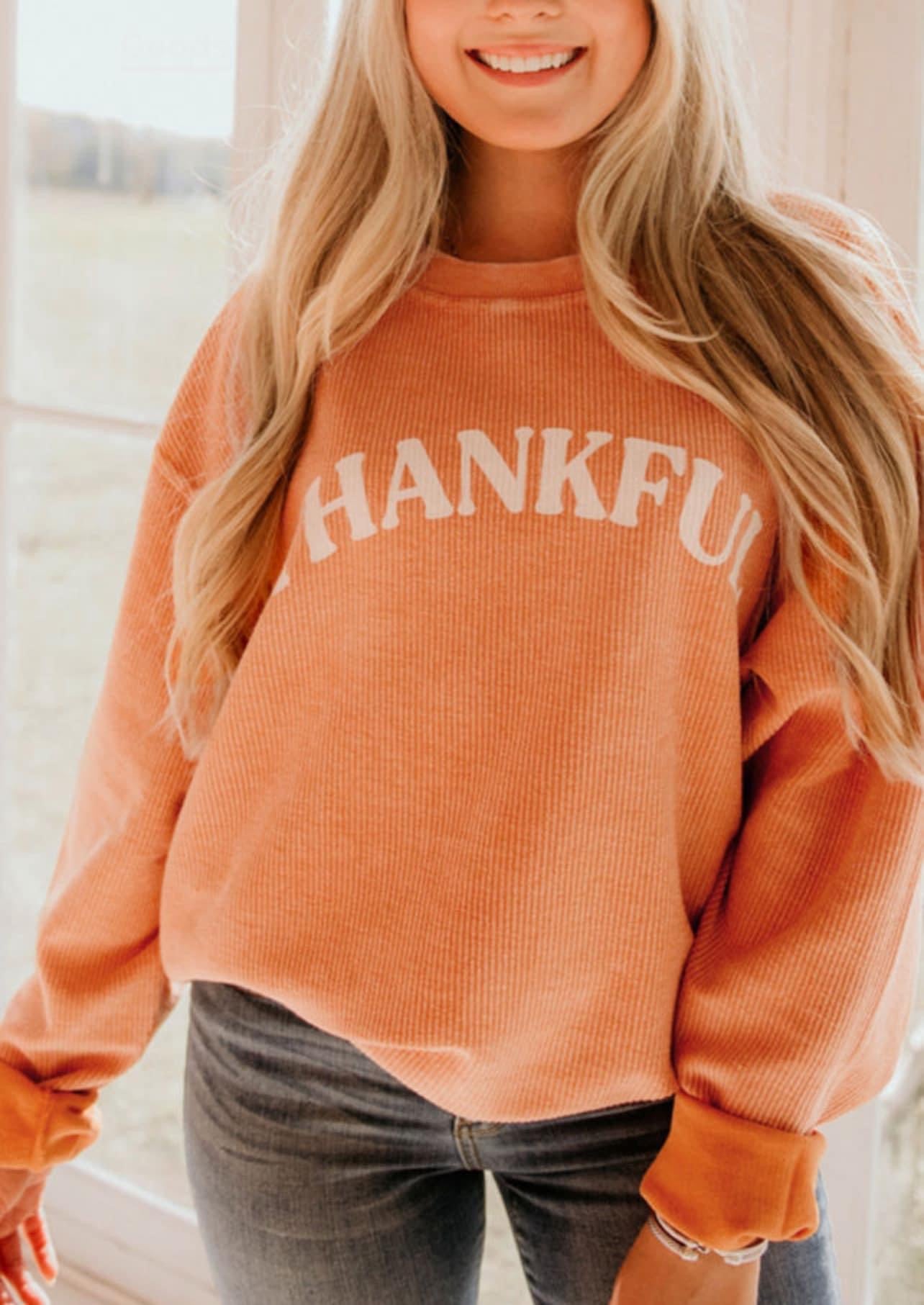 Thankful corded sweatshirt