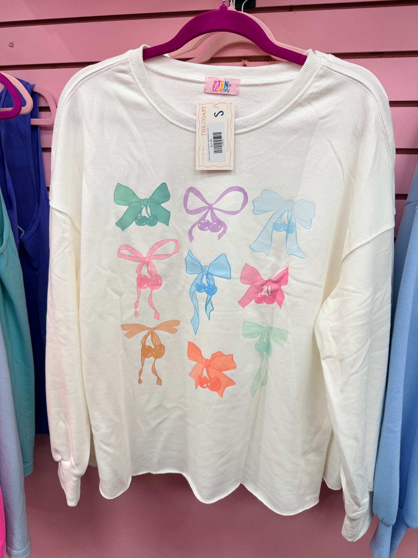 Bow pullover raw edge