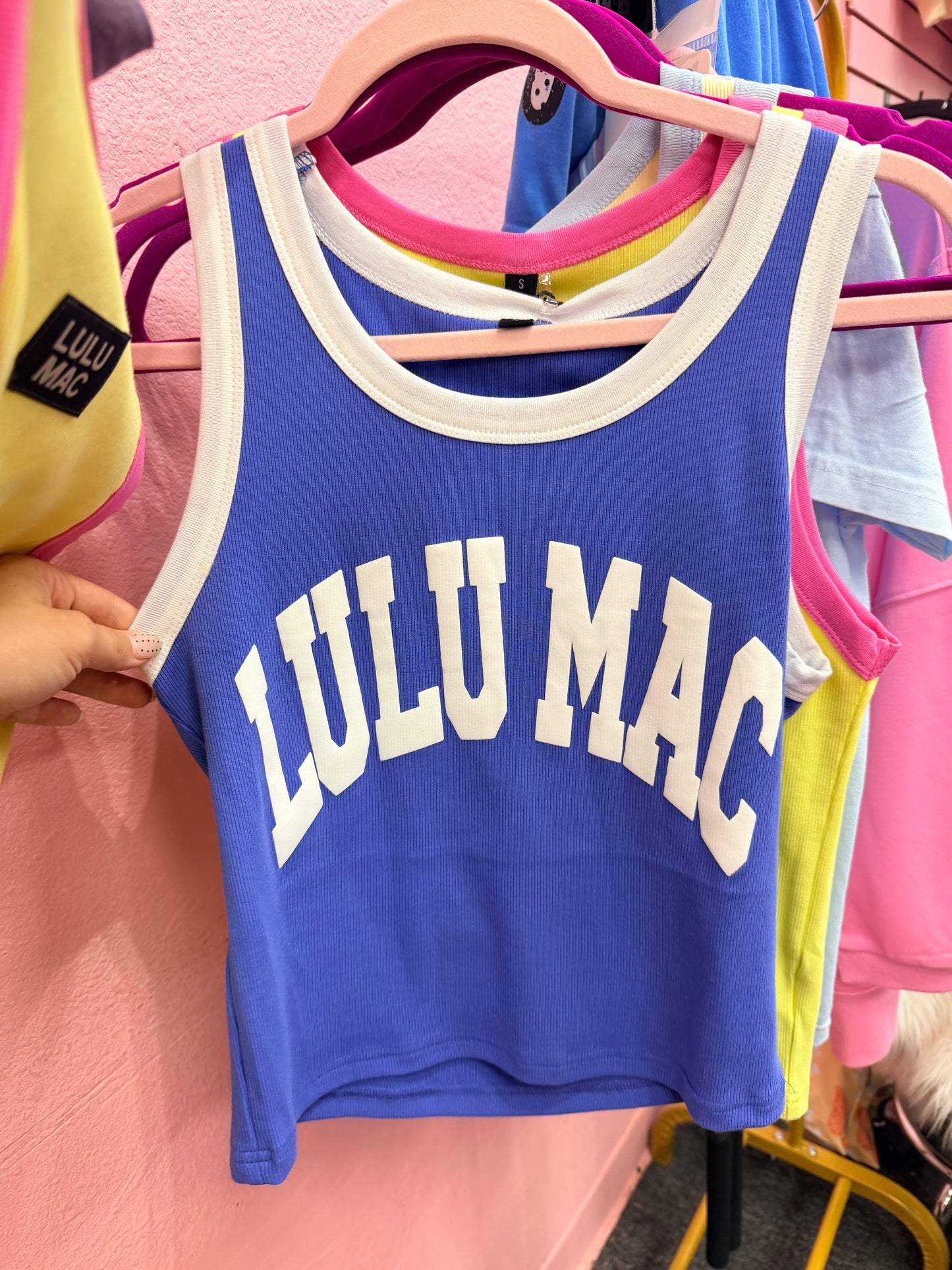 Small blue and white Lulu tank