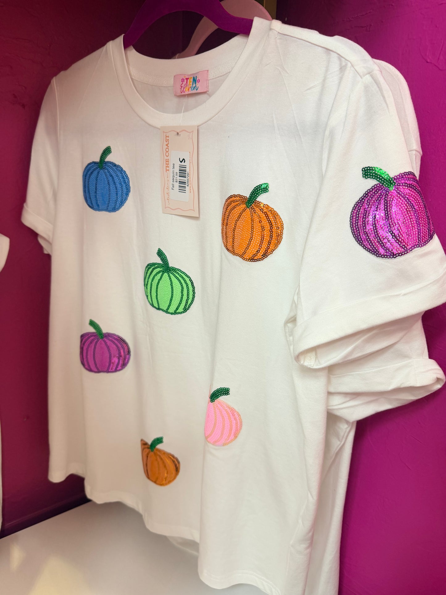 Colorful pumpkin sequin T-shirt