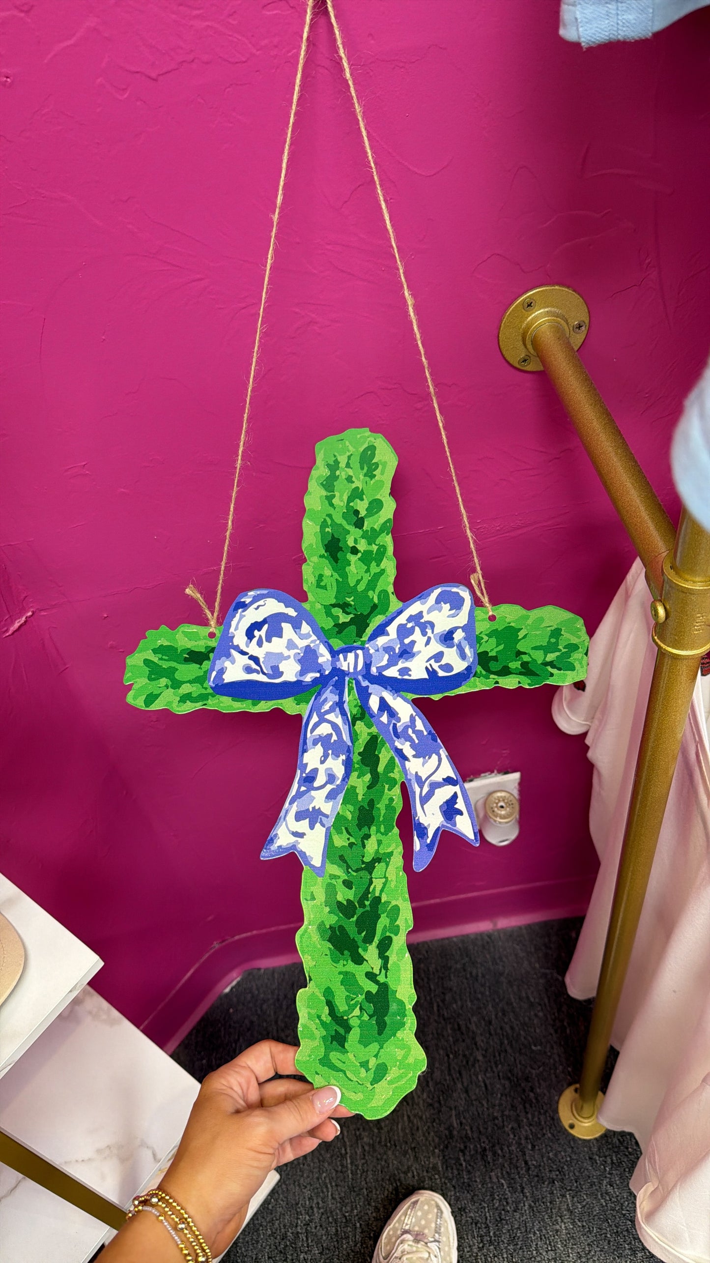 Metal door hanger cross