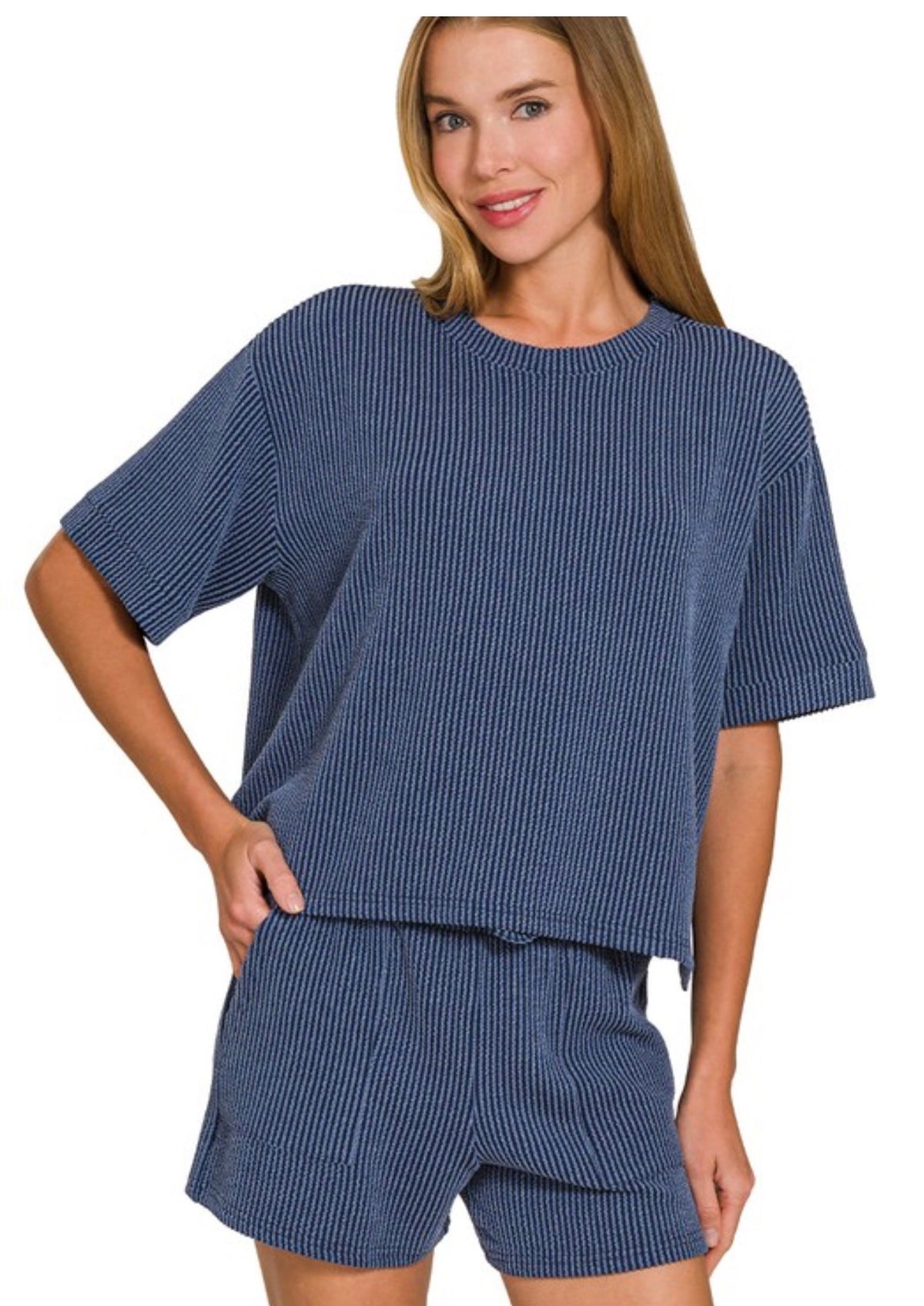 RIBBED navy