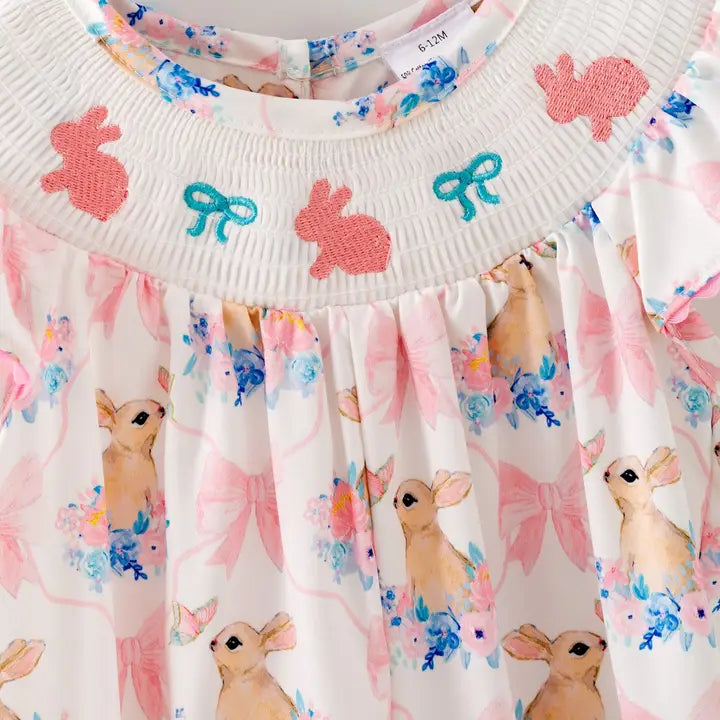 pink bow bunny smock