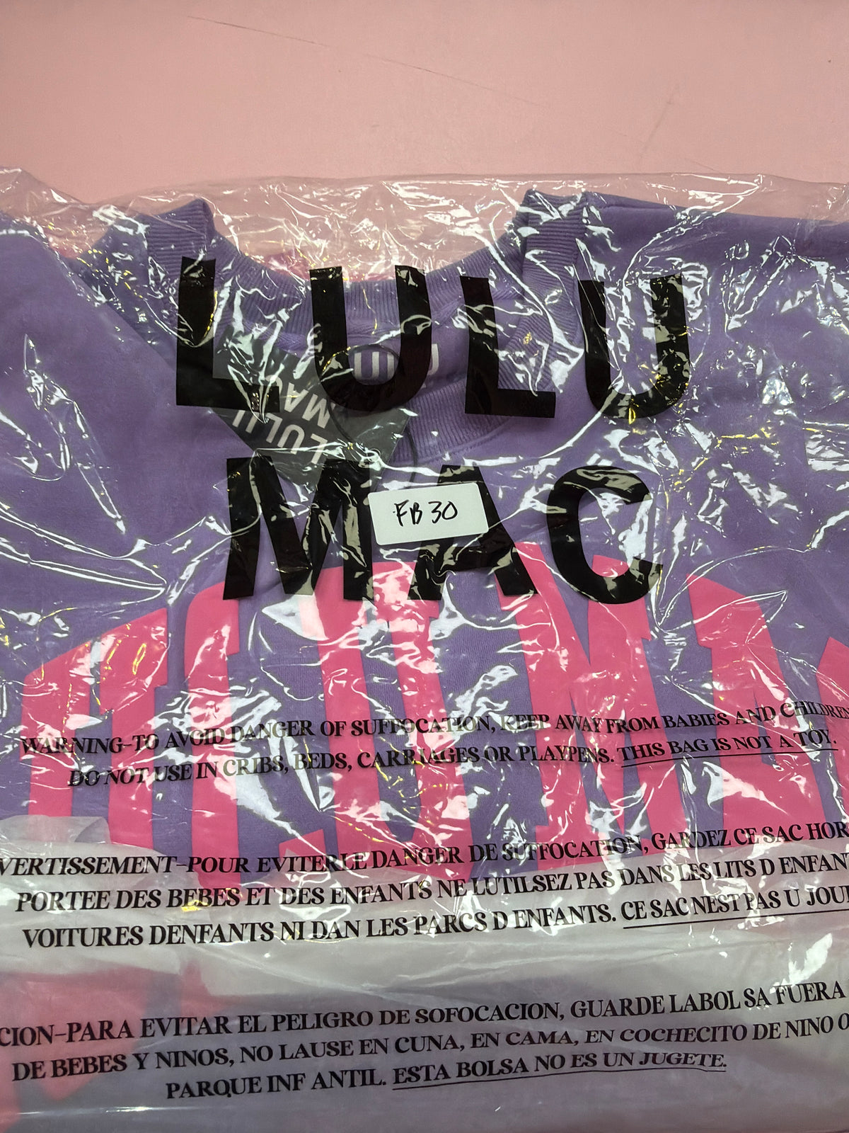 FB30 LULUMAC SWEATSHIRT Light Purple / Hot Pink Puff Print