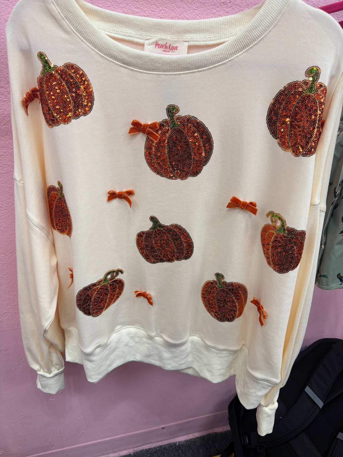 Peach Love Pumpkin Sequin Sweater