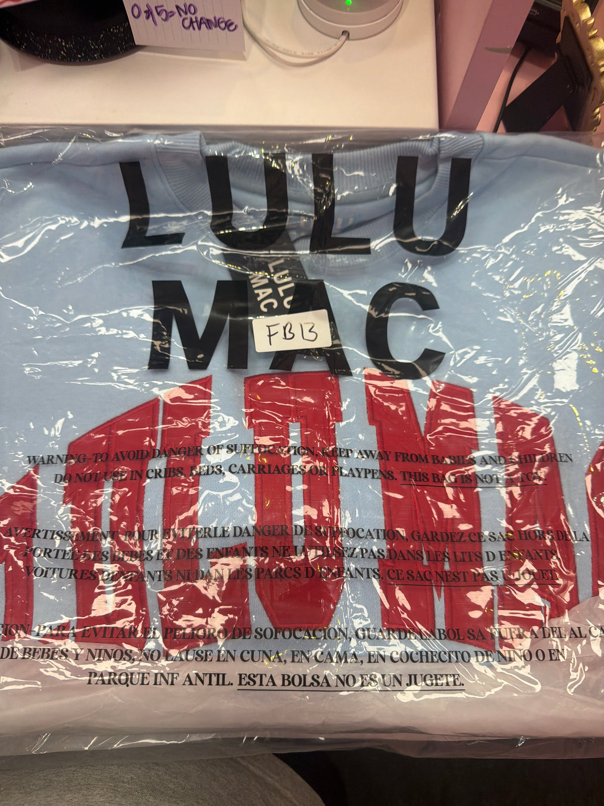 FB13 LULUMAC SWEATSHIRT Light Blue / Red Embroidered
