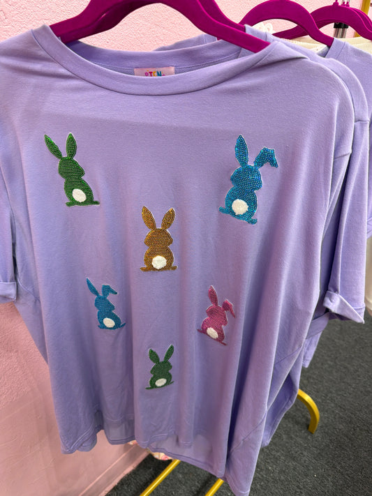 Purple Bunny Sequin Tee (six bunnies)