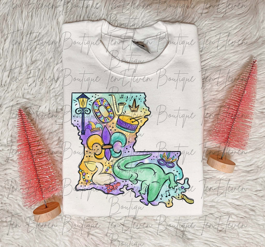 Louisiana Watercolor Mardi Gras