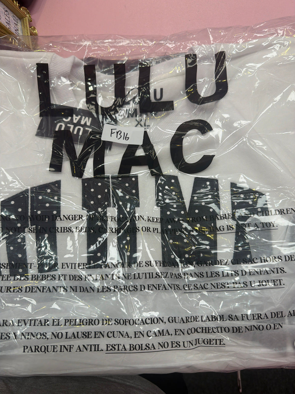 FB16 LULUMAC SWEATSHIRT White / Black With White Polka Dot Embroidered