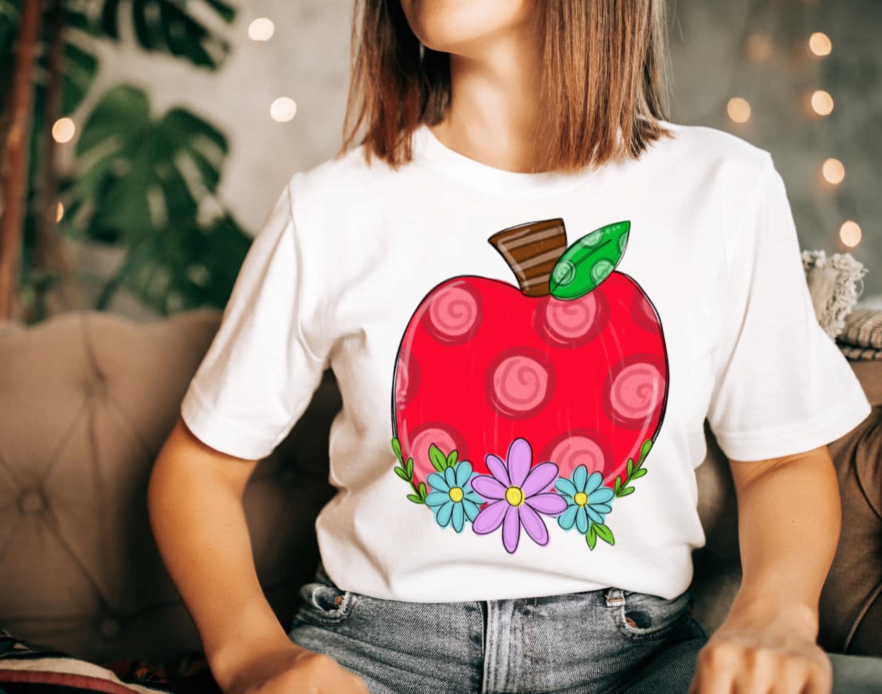 Teacher Floral Apple