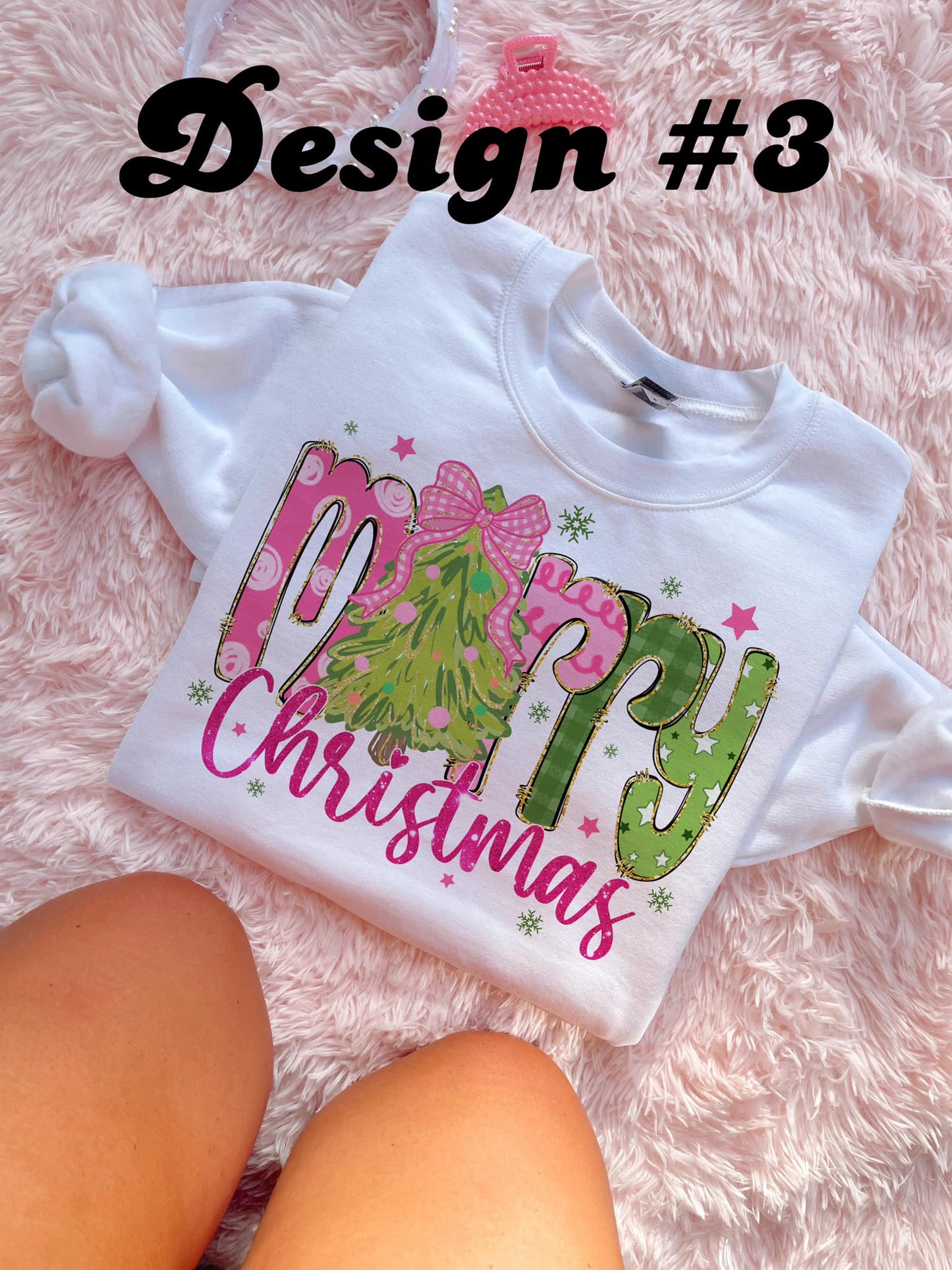 Merry Christmas Tree Pink Bow