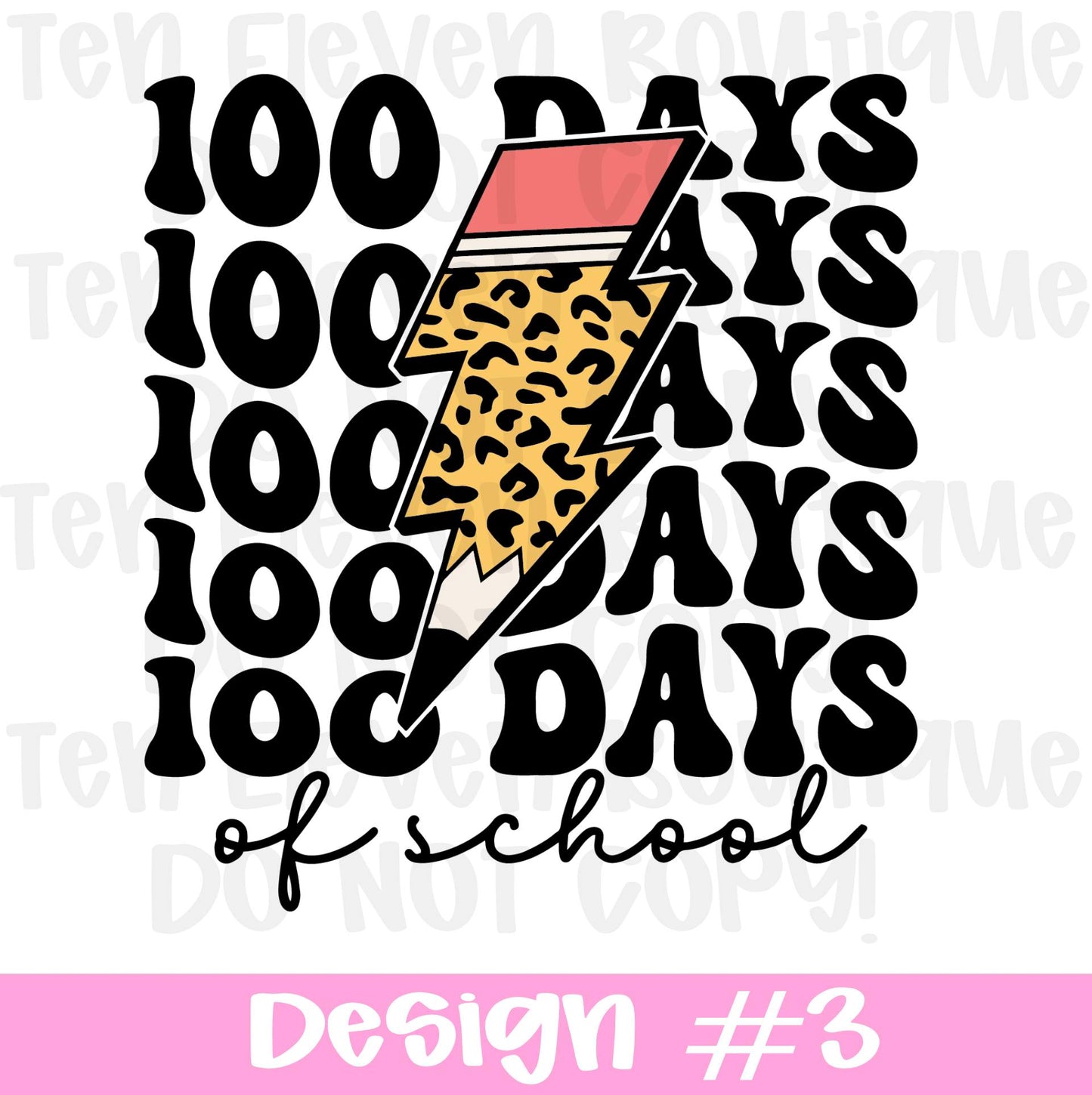 100 Days Of School Lighting Bolt Pencil