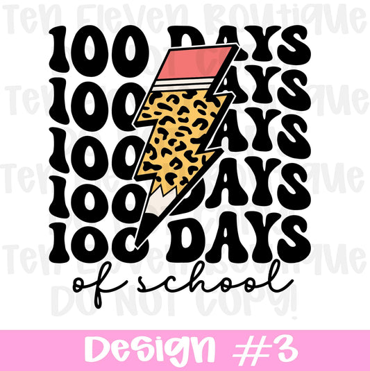 100 Days Of School Lighting Bolt Pencil