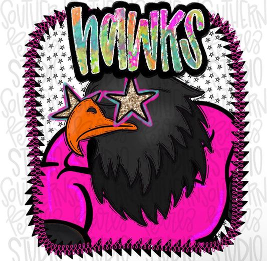 Hawks Neon Mascot
