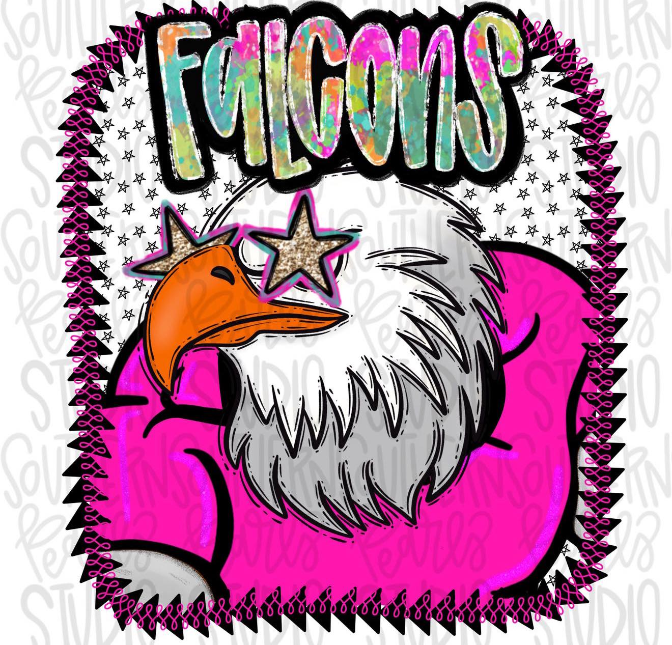 Falcons Neon Mascot