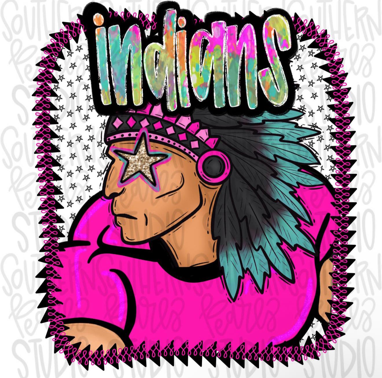 Indians Neon Mascot