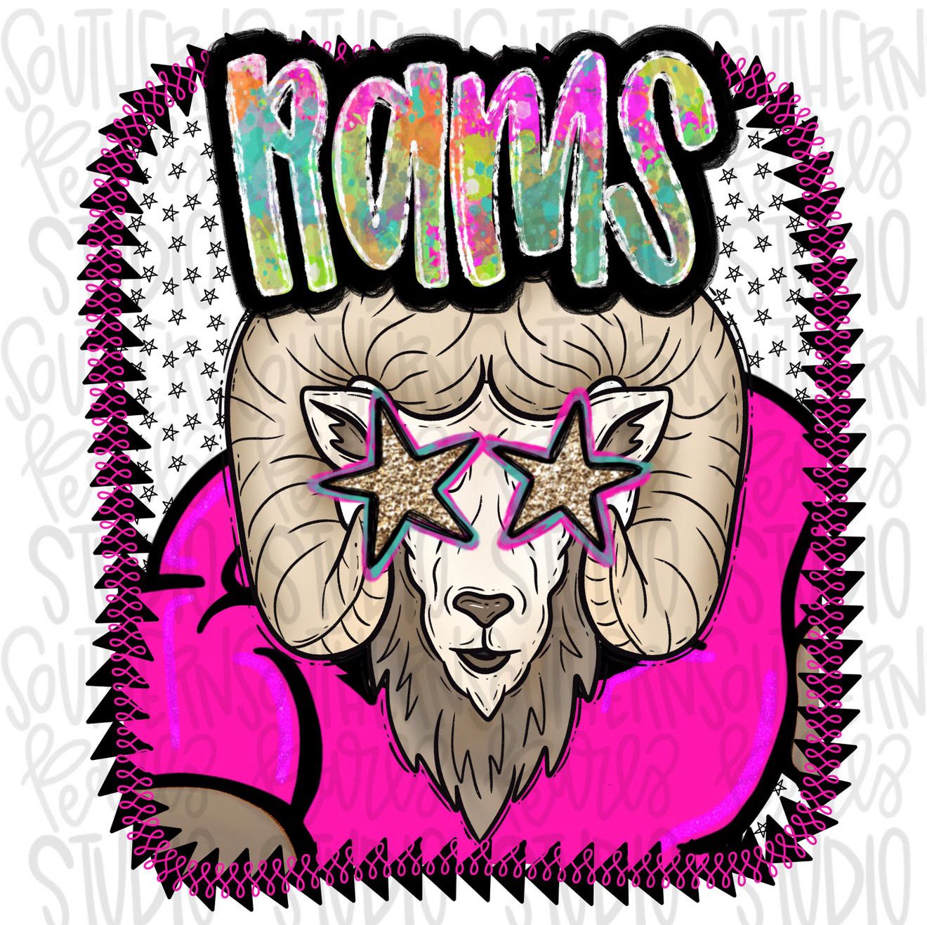 Rams Neon Mascot