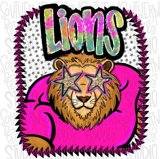 Lions Neon Mascot