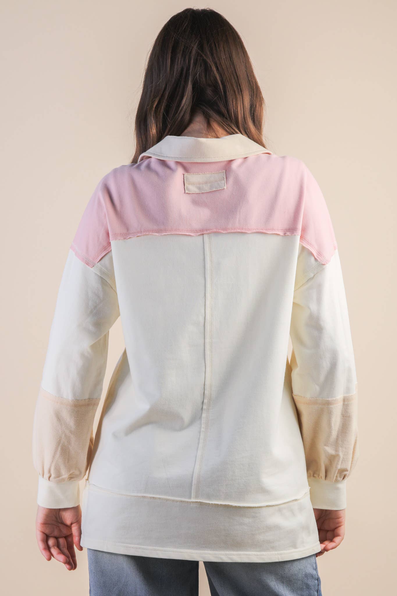 Color Block Oversized Collared Casual