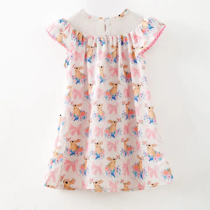 pink bow bunny smock