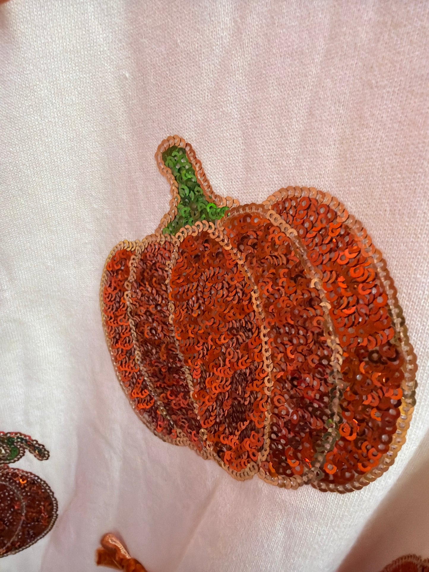 Peach Love sequin pumpkin sweater
