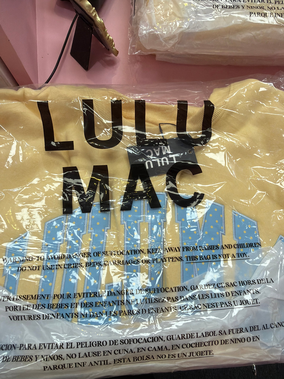 FB2 LULUMAC SWEATSHIRT Butter/ Light Blue with Polka dots Embroidered