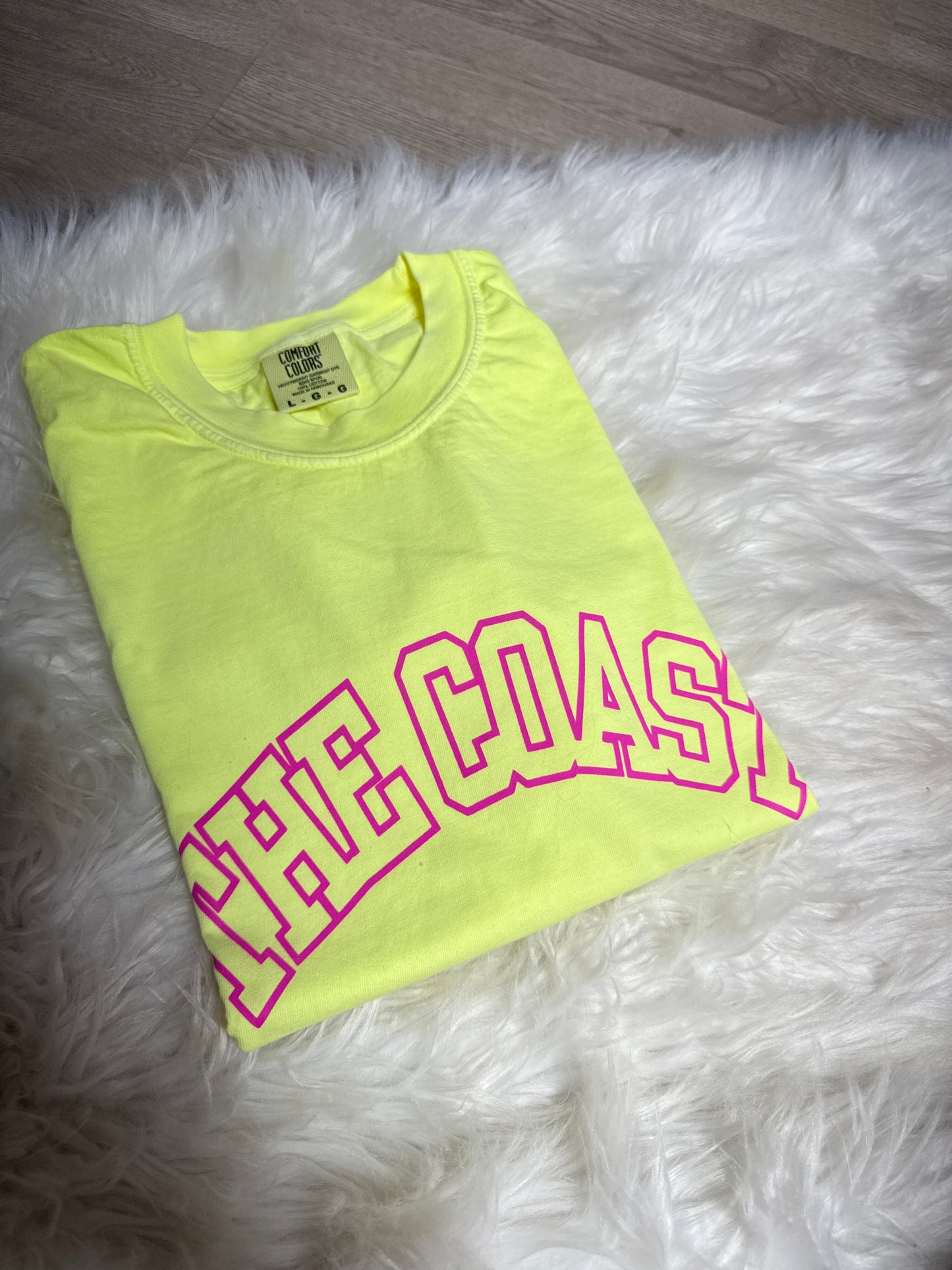 Neon lemon pink letters coast- L