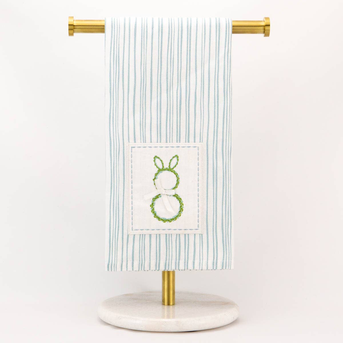 Boxwood Bunny Hand Towel   White/Light Blue   20x28