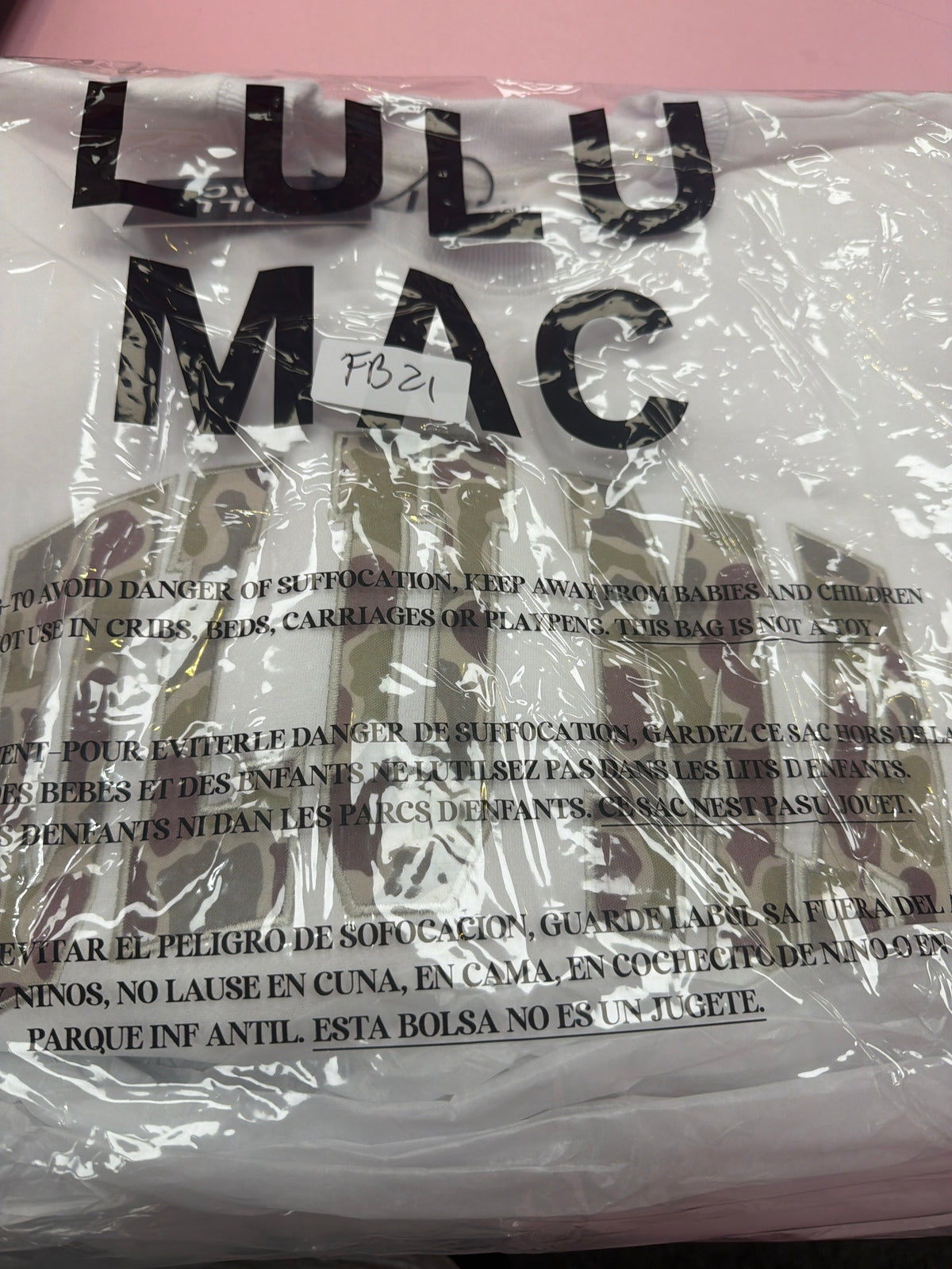 FB21 LULUMAC SWEATSHIRT White / Woodland Camo Embroidered