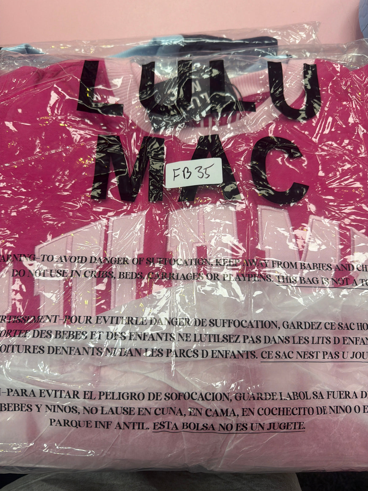 FB35 LULUMAC SWEATSHIRT Dark Pink / Light Pink Embroidered Light Pink Collar
