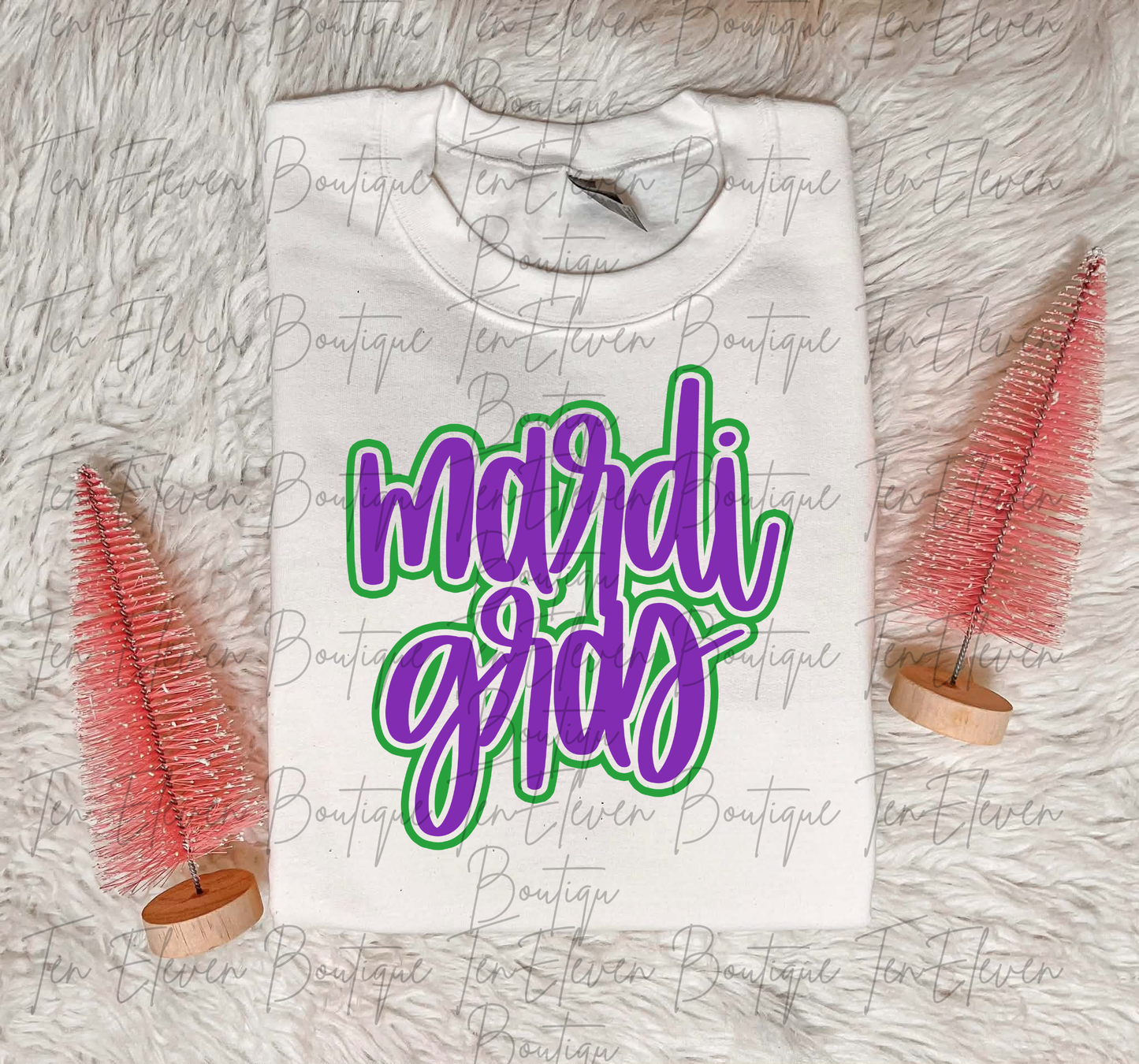 Cursive Mardi Gras Purple