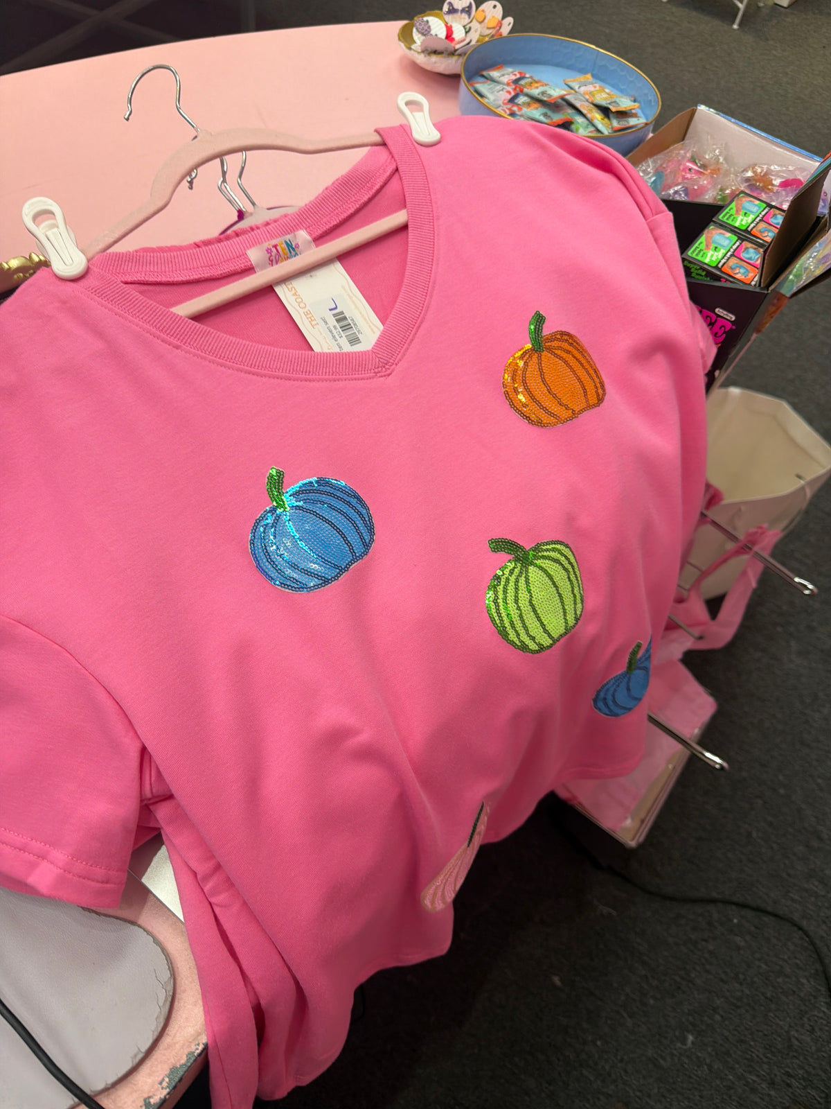 Sequin Pumpkin 2PC Pink Short Set