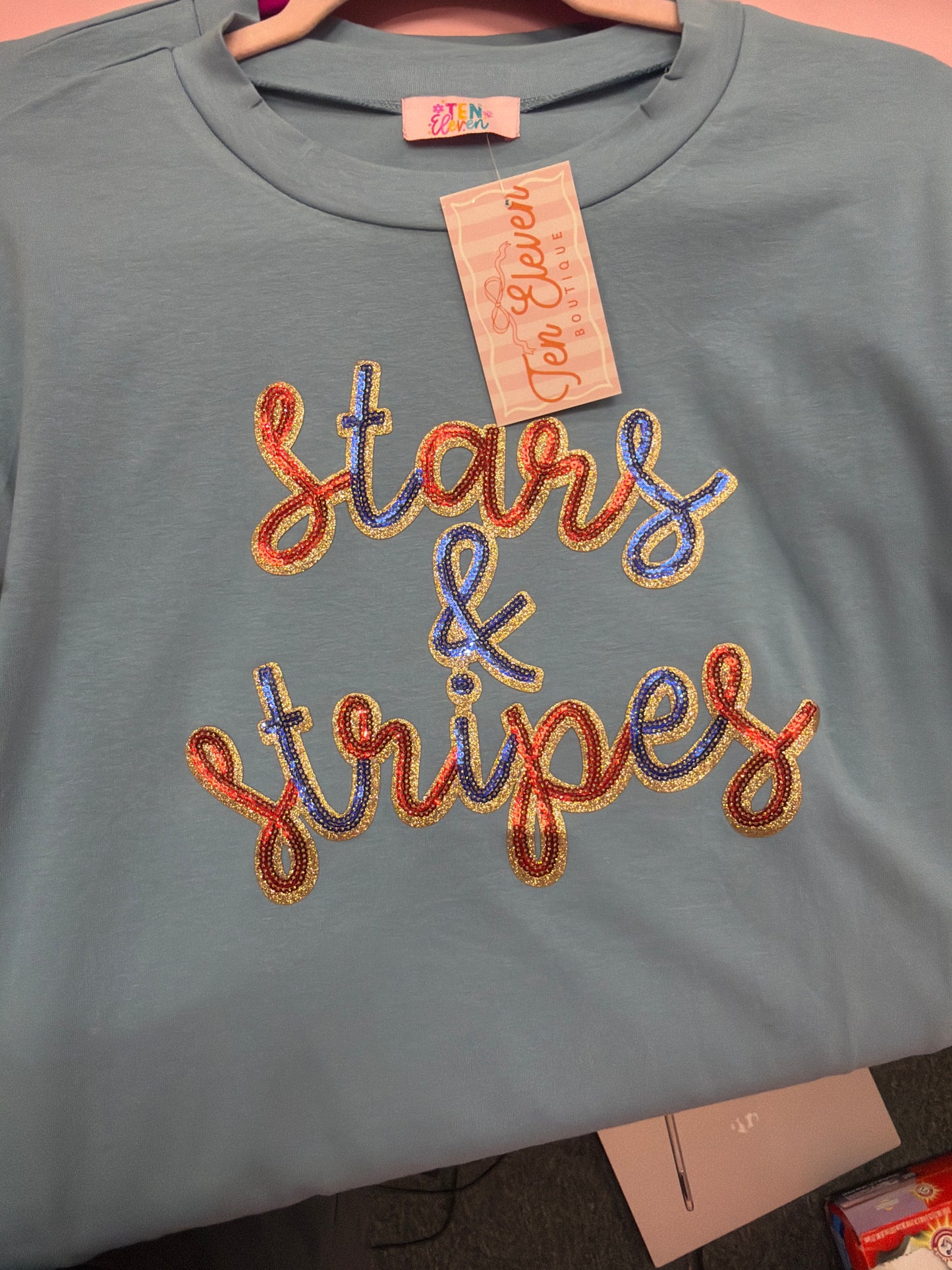 4th of July Stars and Stripes sequin tee
