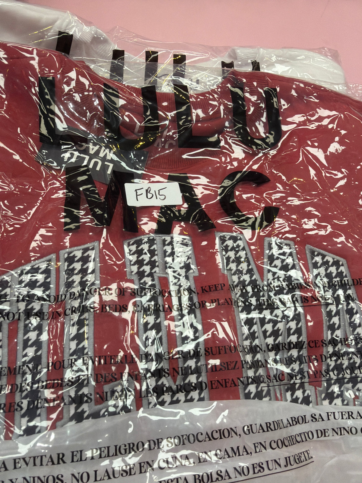 FB15 LULUMAC SWEATSHIRT Dark Red / Houndstooth Embroidered