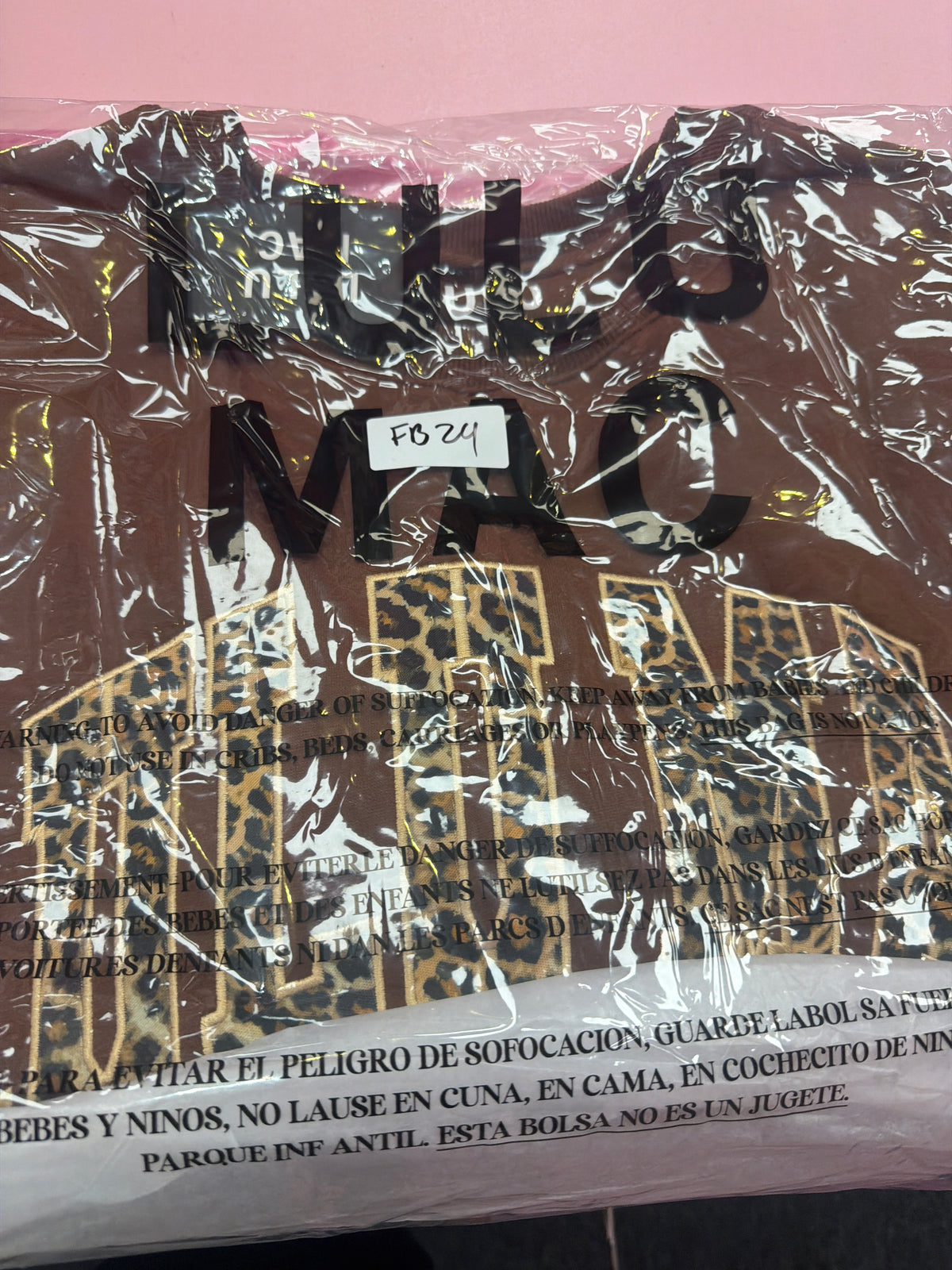 FB24 LULUMAC SWEATSHIRT Brown / Cheetah Print Embroidered