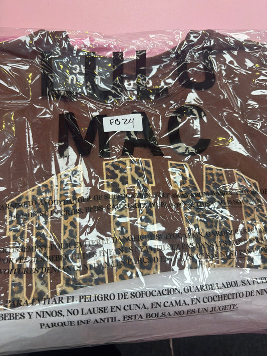 FB24 LULUMAC SWEATSHIRT Brown / Cheetah Print Embroidered