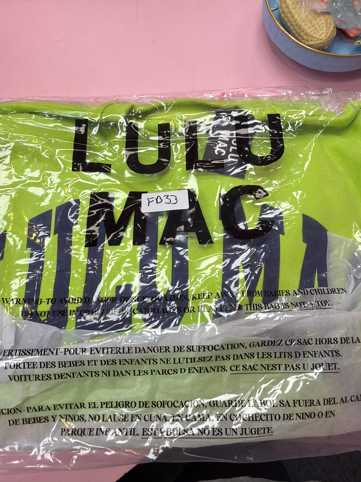 FB33 LULUMAC SWEATSHIRT Neon Green / Navy Puff Print