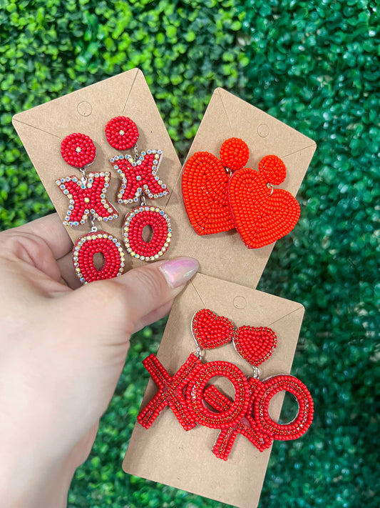 Valentines seed bead earrings