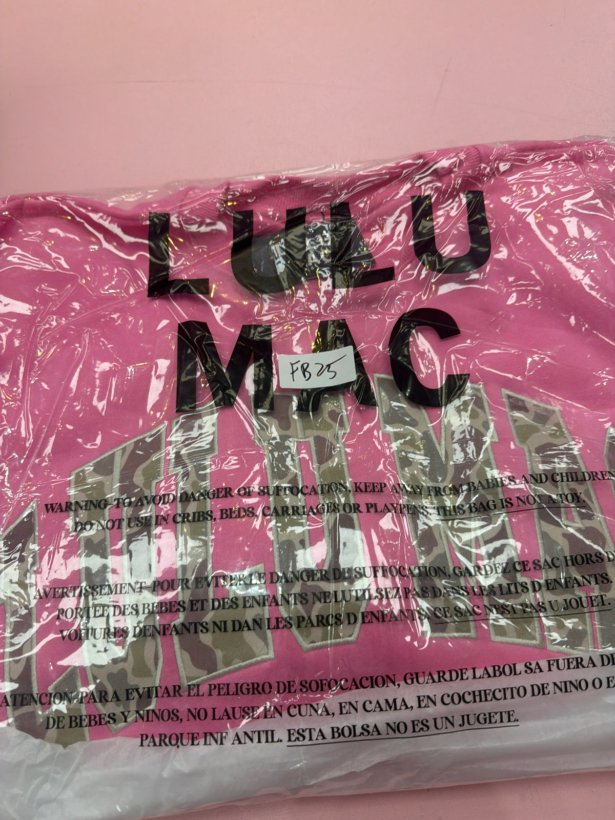 FB25 LULUMAC SWEATSHIRT Hot Pink / Woodland Camo Embroidered