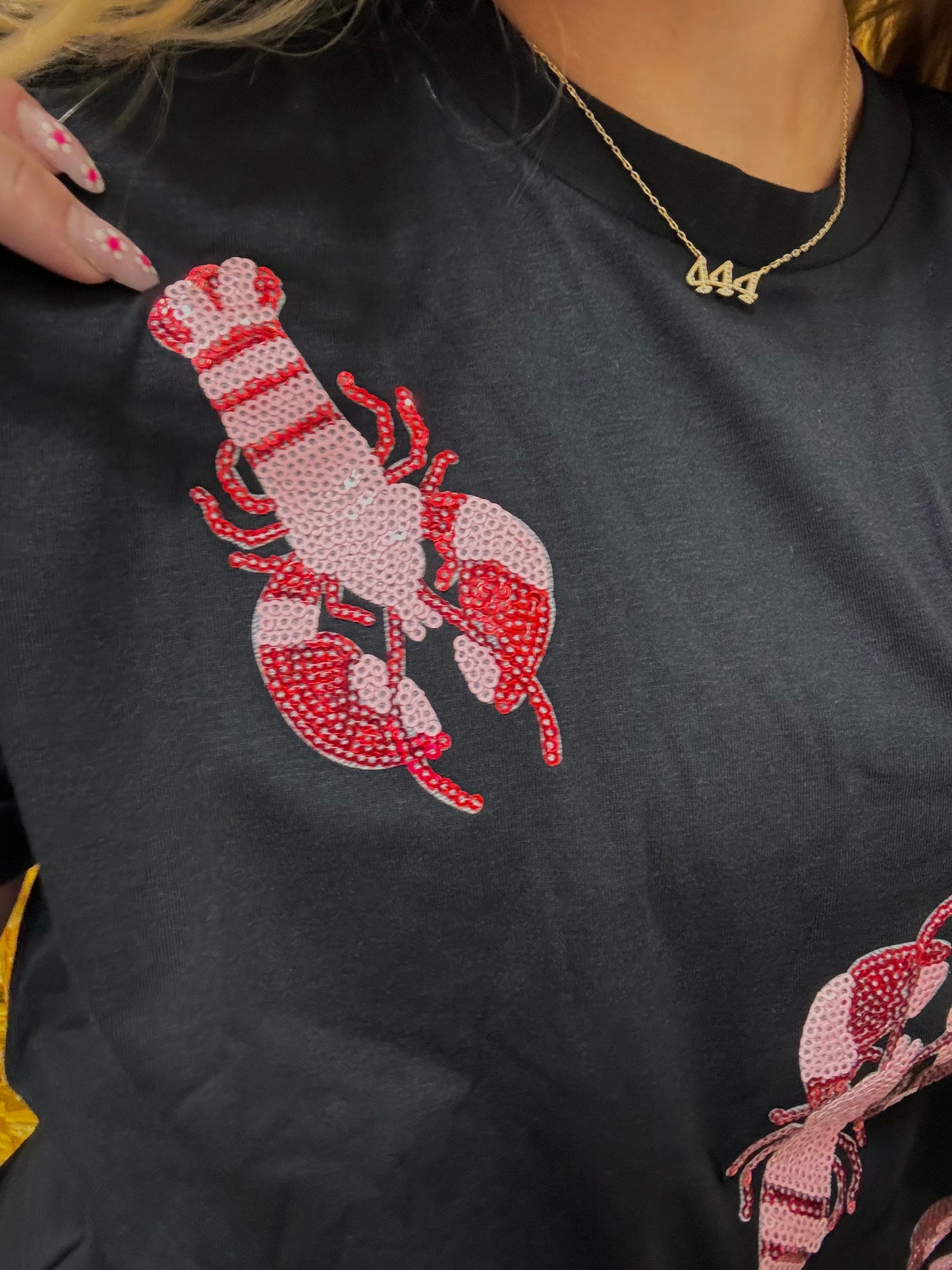 Crawfish sequin tee