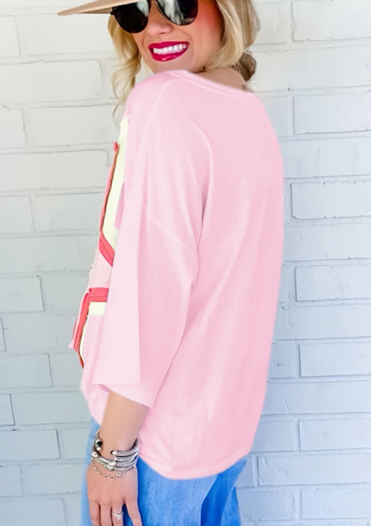 Colorblock patch star oversized tee