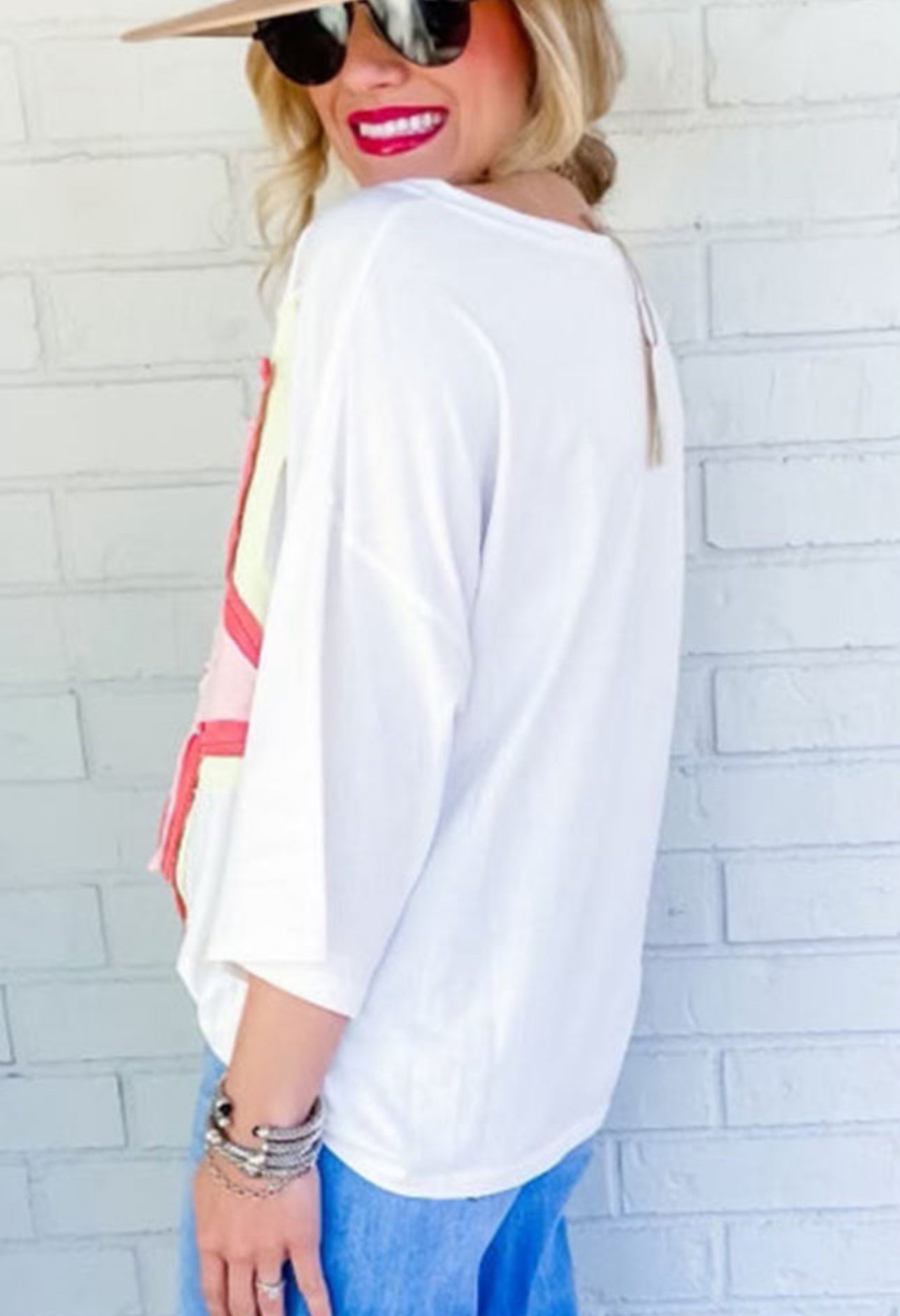 Colorblock patch star oversized tee