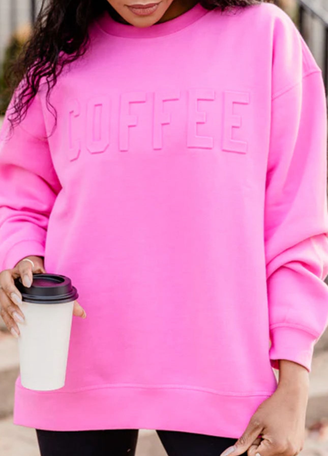 Embossed coffee sweatshirt